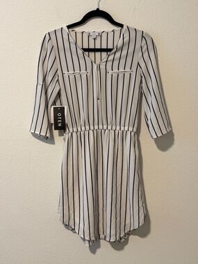 Women's Striped Zipper V-Neck Button-Front Top Blouse Shirt